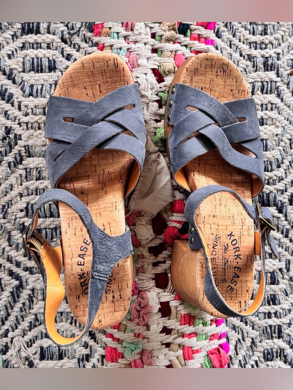NWOT Kork-Ease Women's Navy Strappy Cork Slingback Tia Sandals